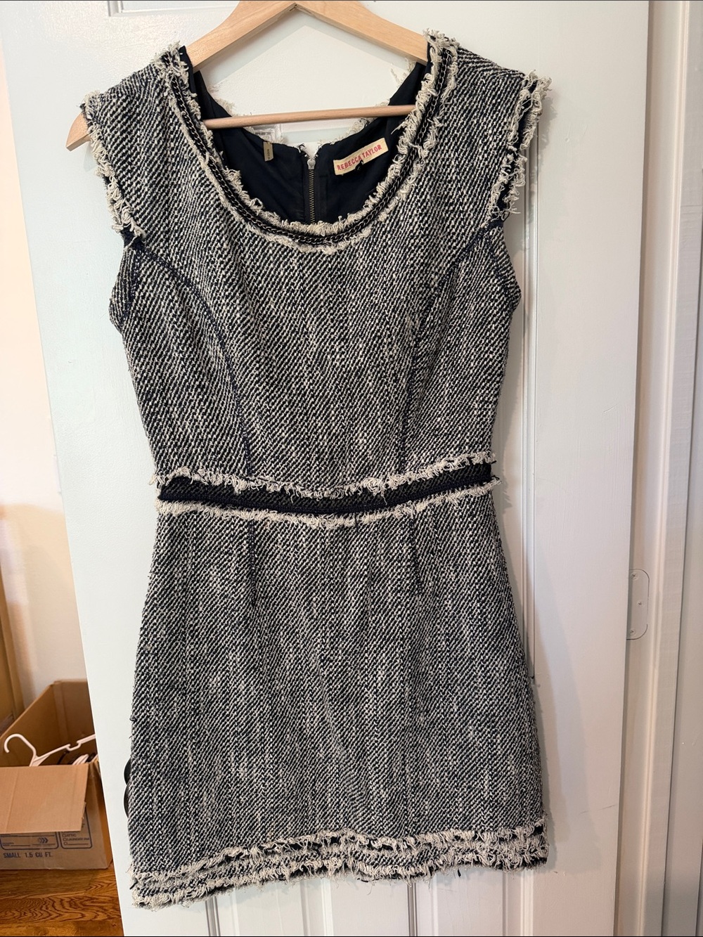 Rebecca Taylor Black and White Tweed Sheath Dress